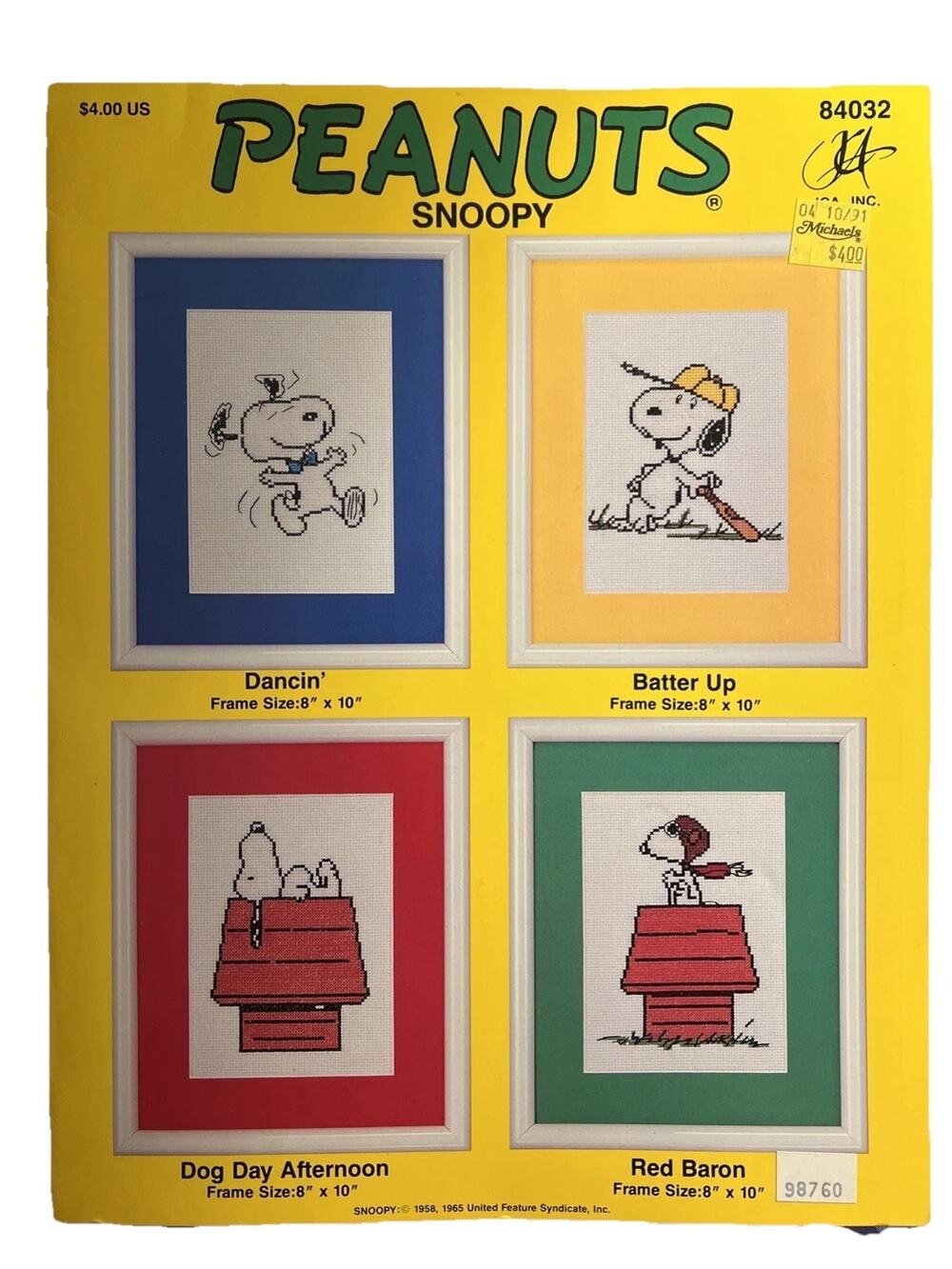 1965 Rare Peanuts SNOOPY Cross Stitch Pattern Booklet Chart